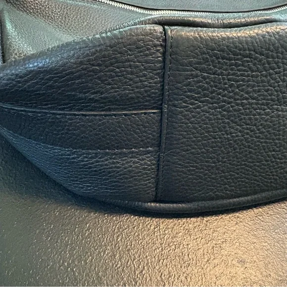 Gianni Notaro Black Pebbled Leather Crescent Bag‎ Handle Crossbody Bag - Picture 10 of 13